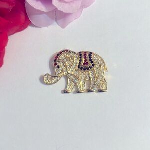 Rhinestone gold, elephant brooch